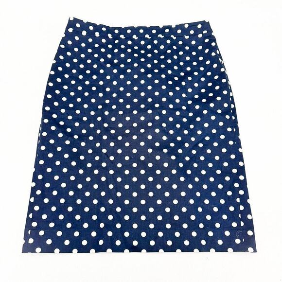 J. Crew Polka Dot Pencil Skirt Navy White Patterned Size 14 - Picture 1 of 5